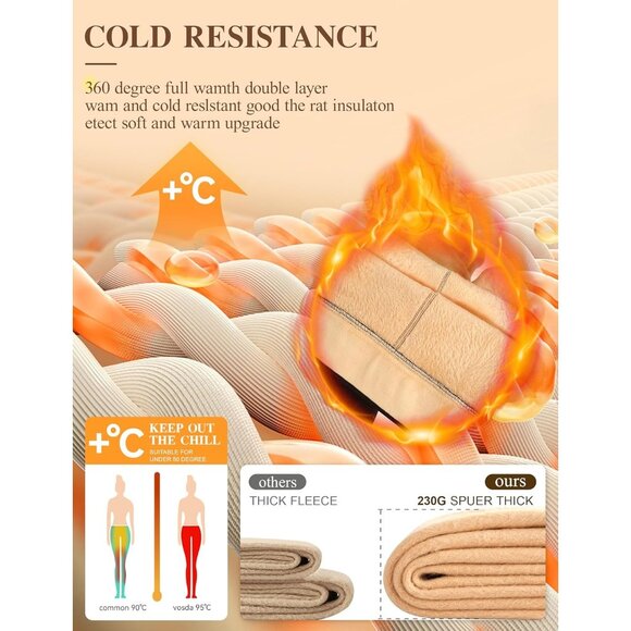 Women Black 2 Pairs Fleece Lined Tights Ultra Warm Fake Sheer Pantyhose Leggings - Picture 2 of 8